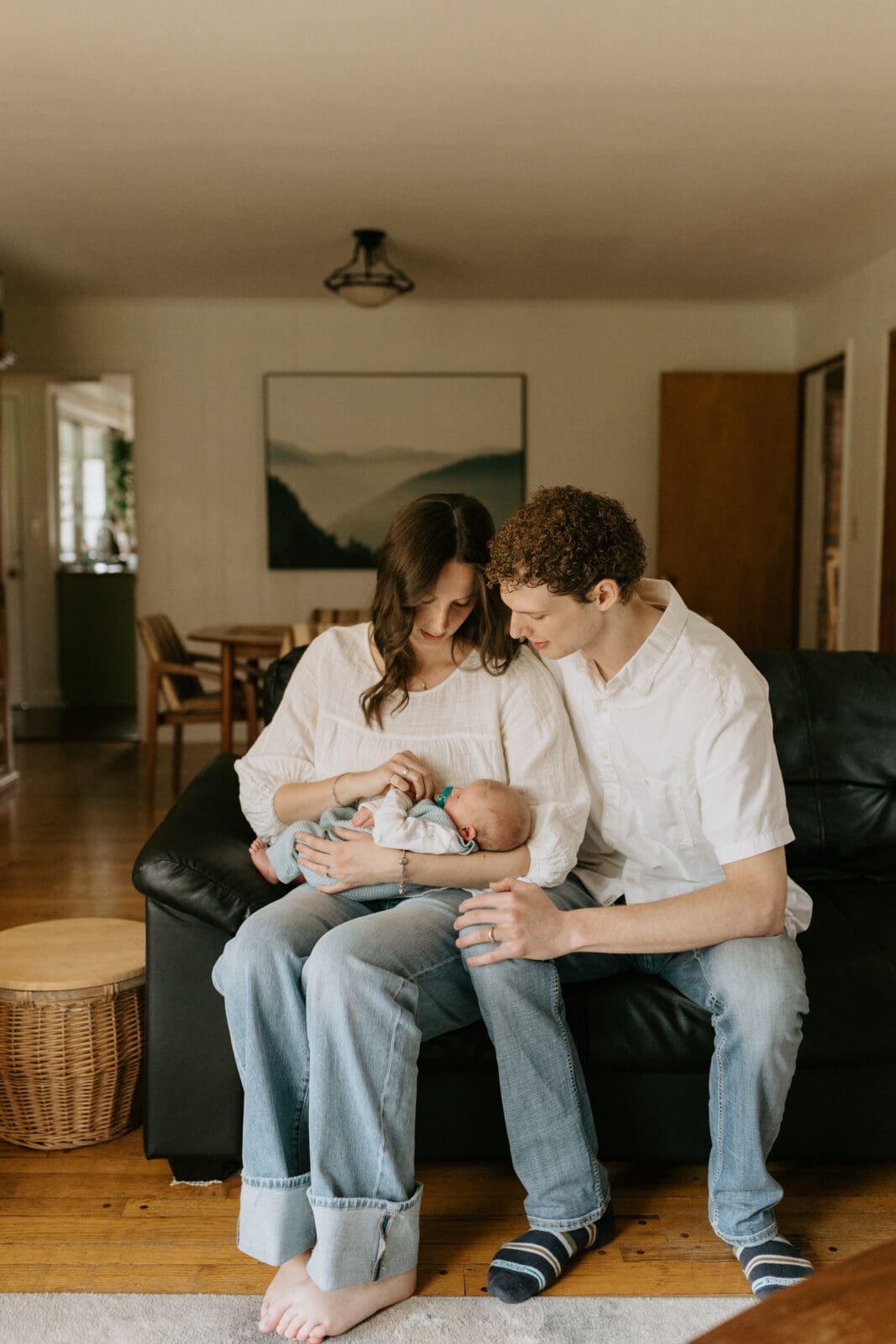 Lifestyle newborn photography in a charming West Lafayette, Indiana home.